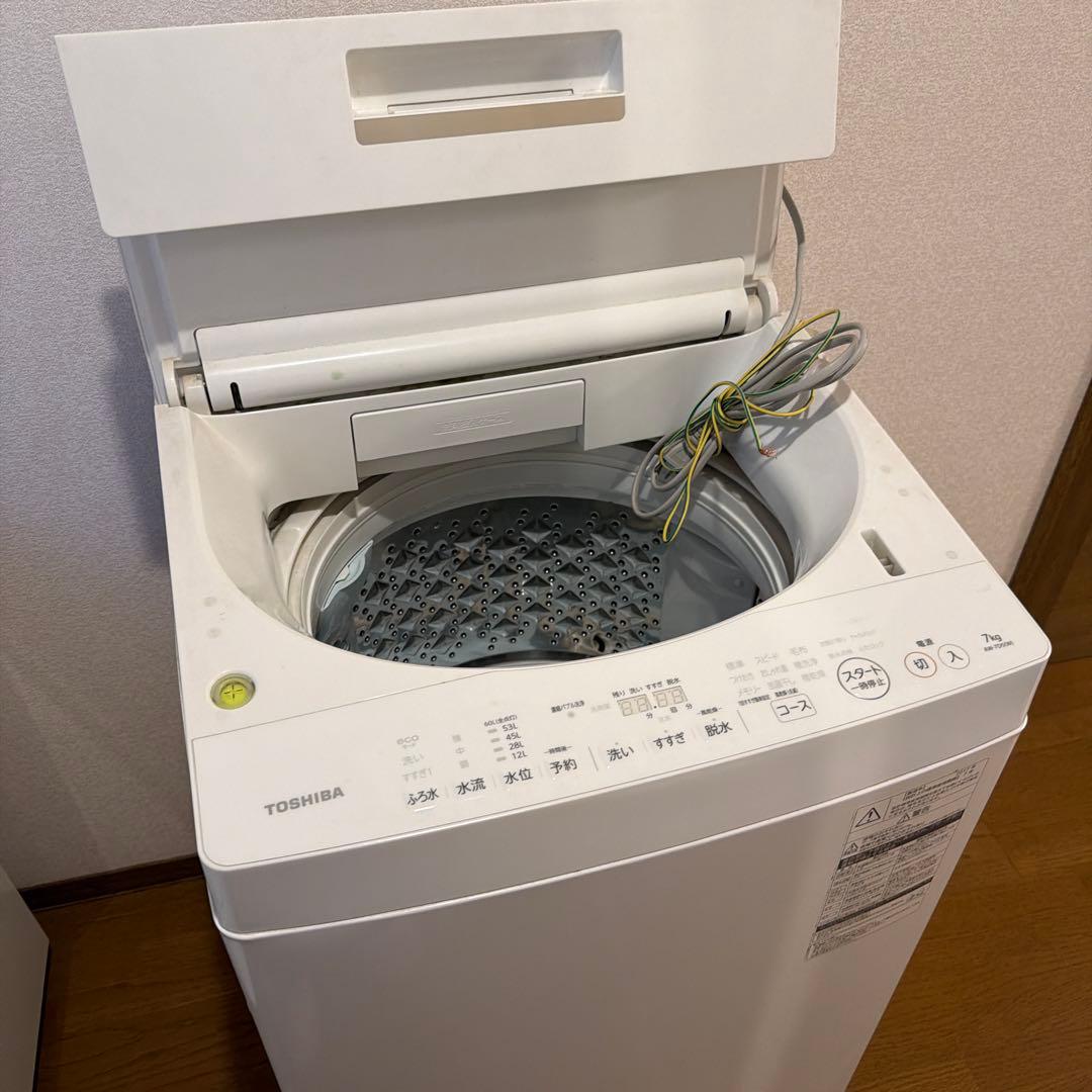 TOSHIBA 縦型全自動洗濯機 AW-7D5(W) 2017年製 調整脚付き