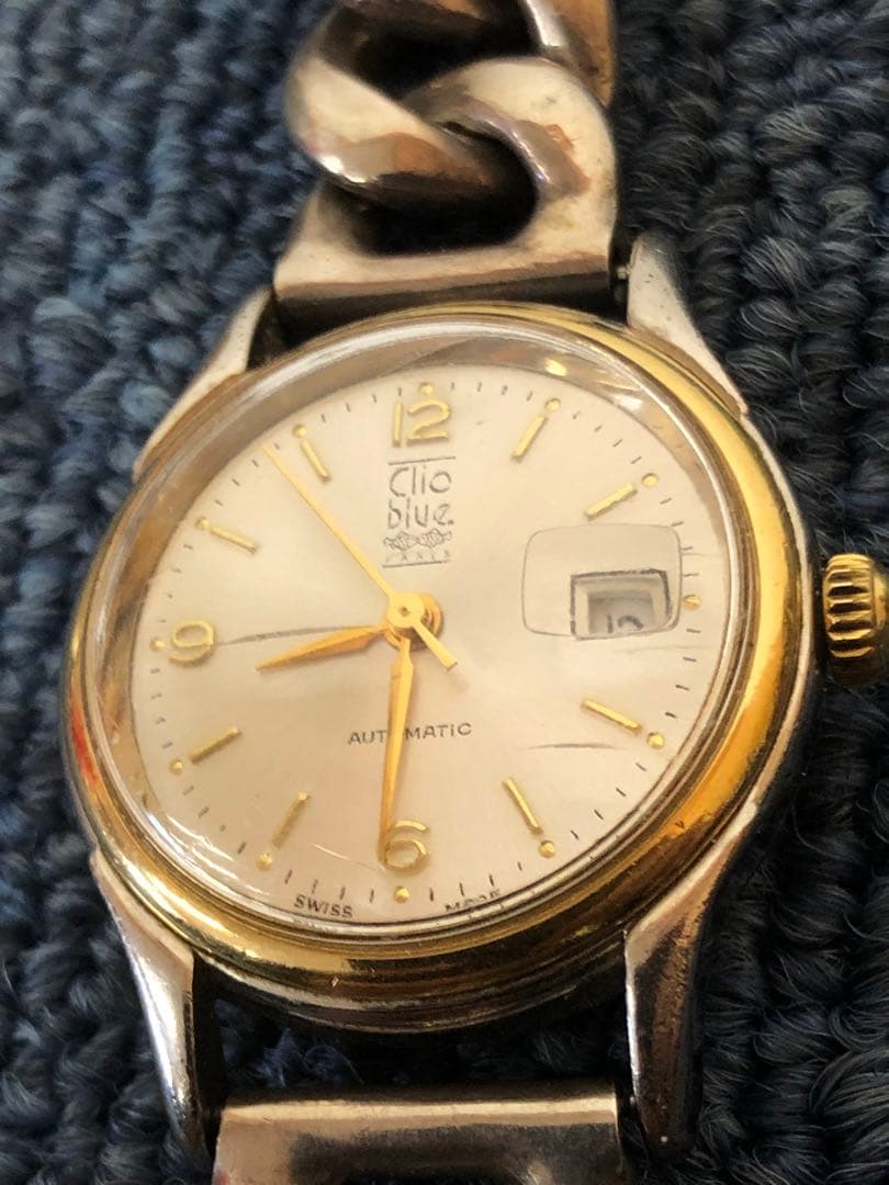 【希少】Clio blue クリオブルー 自動巻き シルバー925 時計 裏スケ