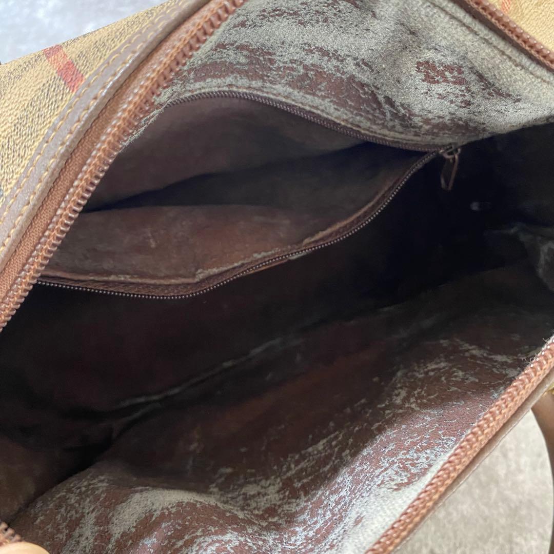 バーバリーロンドン　ノバチェック チェック PVC レザー ボストンバッグ