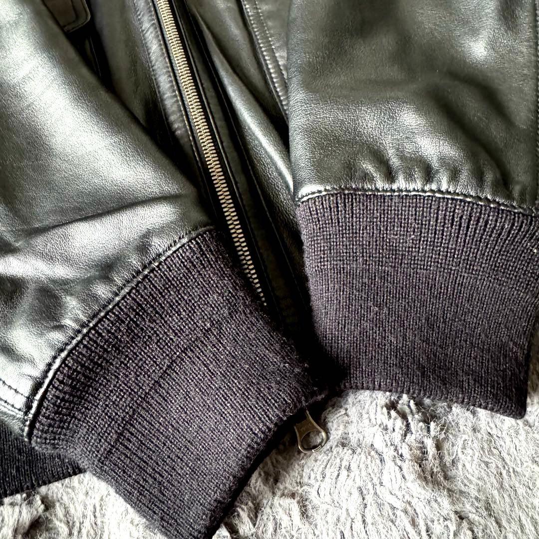 ÉDIFICE ブラックレザー ジャケットA-2 シープレザー ブルゾン 羊革