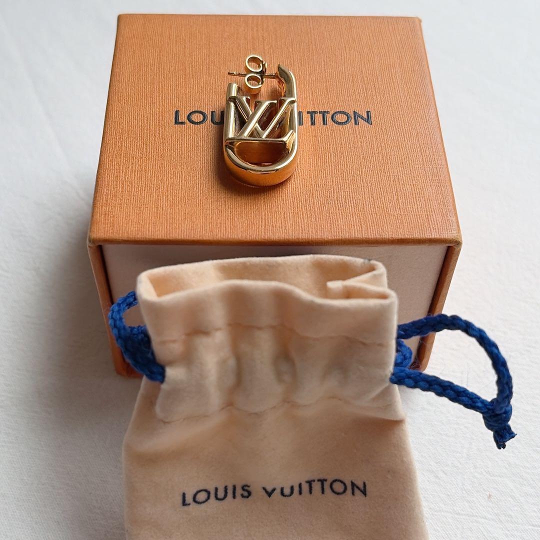 【美品】 ルイヴィトン ピアス フープマイLVチェーン M01140 片耳