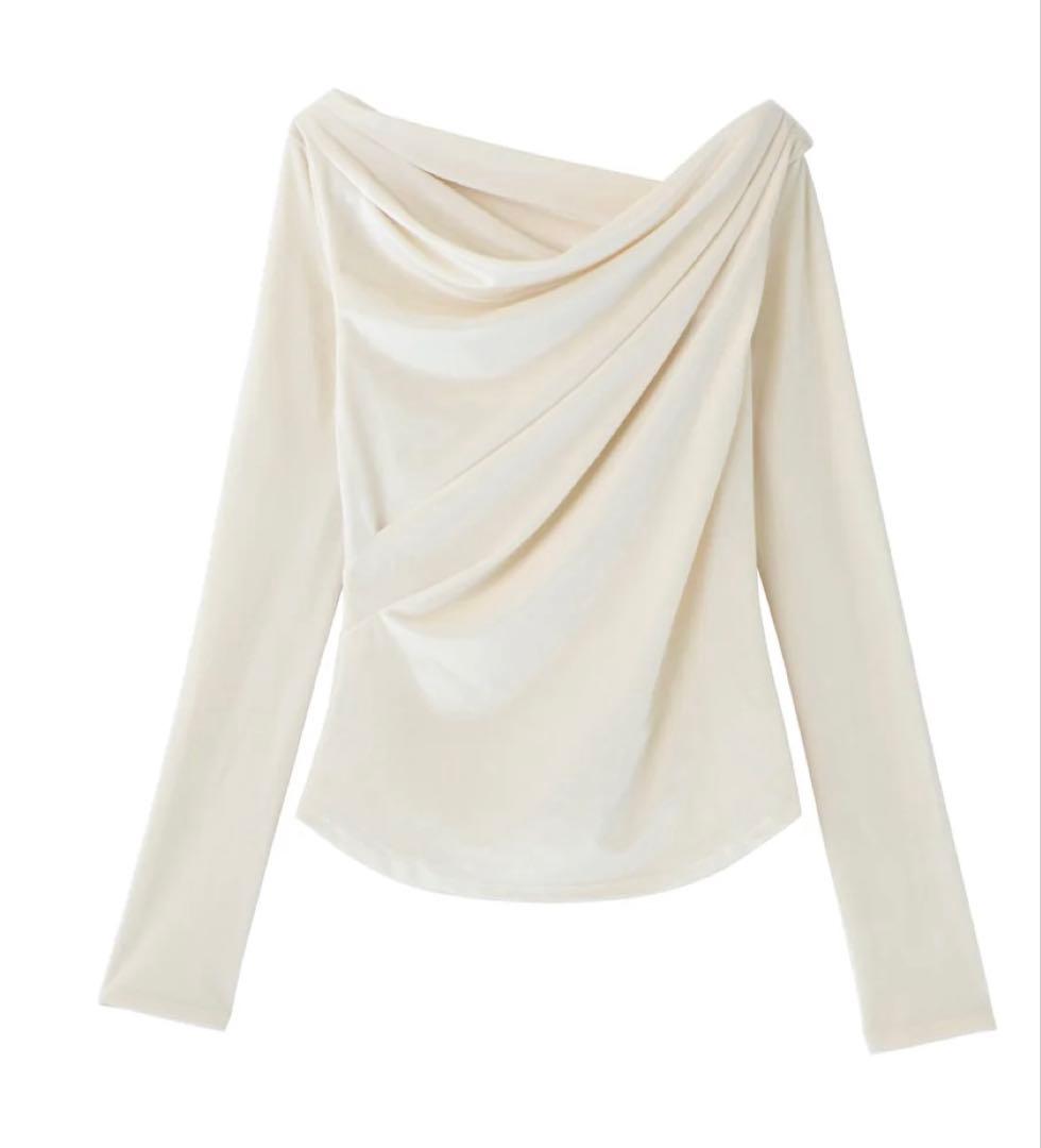 poláura グロッシーベロアドレープトップス