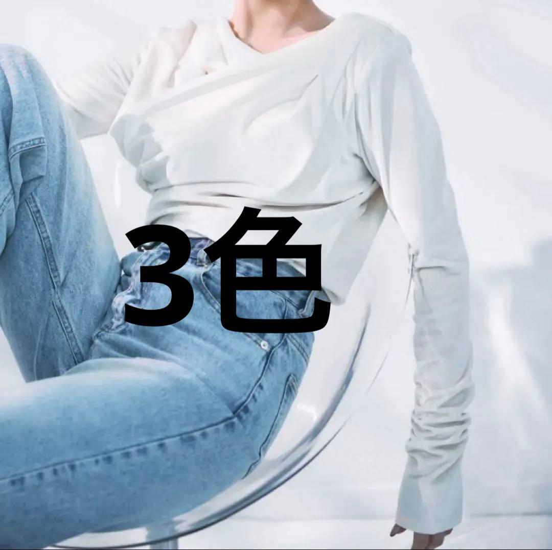 poláura グロッシーベロアドレープトップス