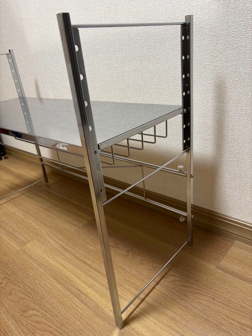 川口工器　ステンレス棚 幅伸縮家電ラック 【棚1段】 ワイド　燕三条製