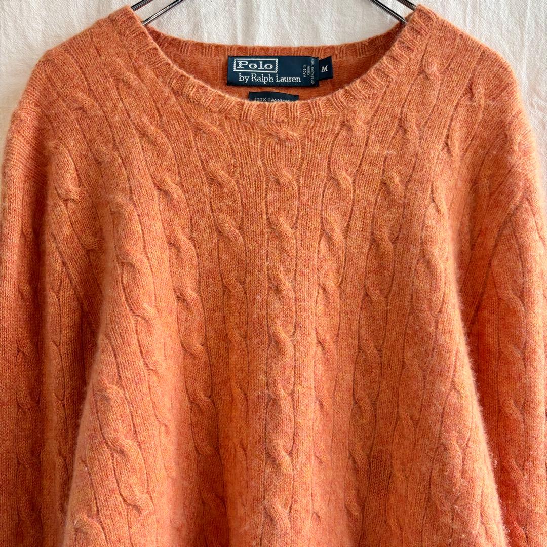 PolobyRalphLauren カシミア Uネック ケーブル編み セーター