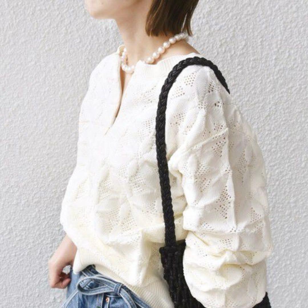 2WAY フラワー ジャカード ハーフ ジップ プルオーバー