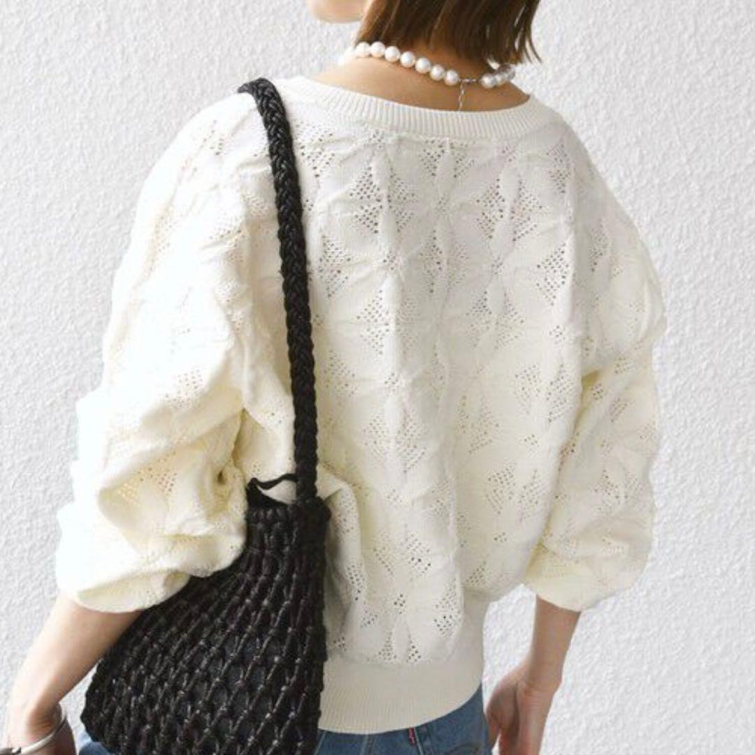 2WAY フラワー ジャカード ハーフ ジップ プルオーバー