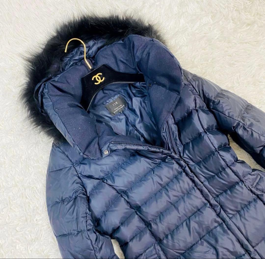 美品✨23区　ロングダウンコート　ネイビー　3way Aライン　ラクーンファー