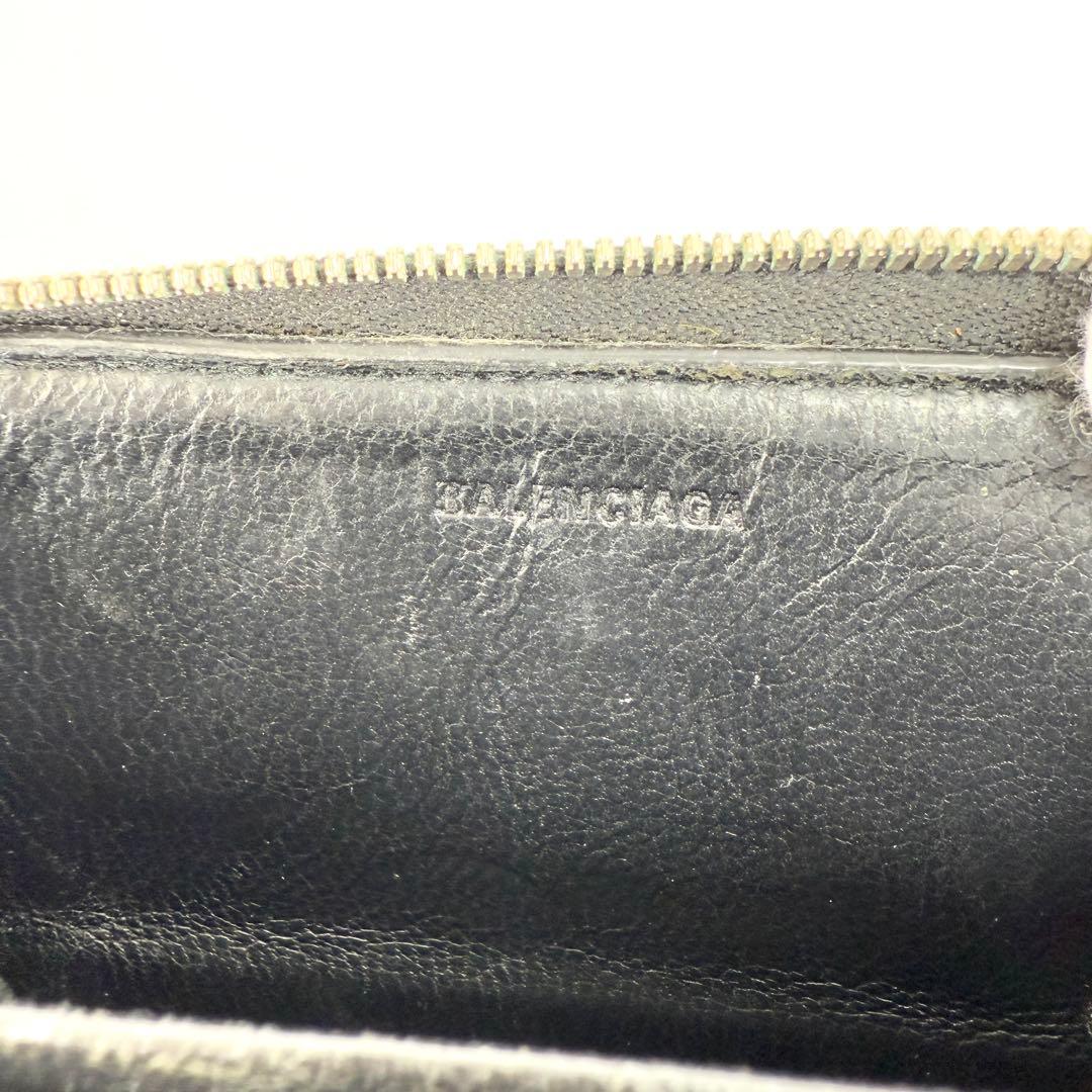 美品 バレンシアガ エブリデイ ケース ラウンドジップ ブラック グリーン