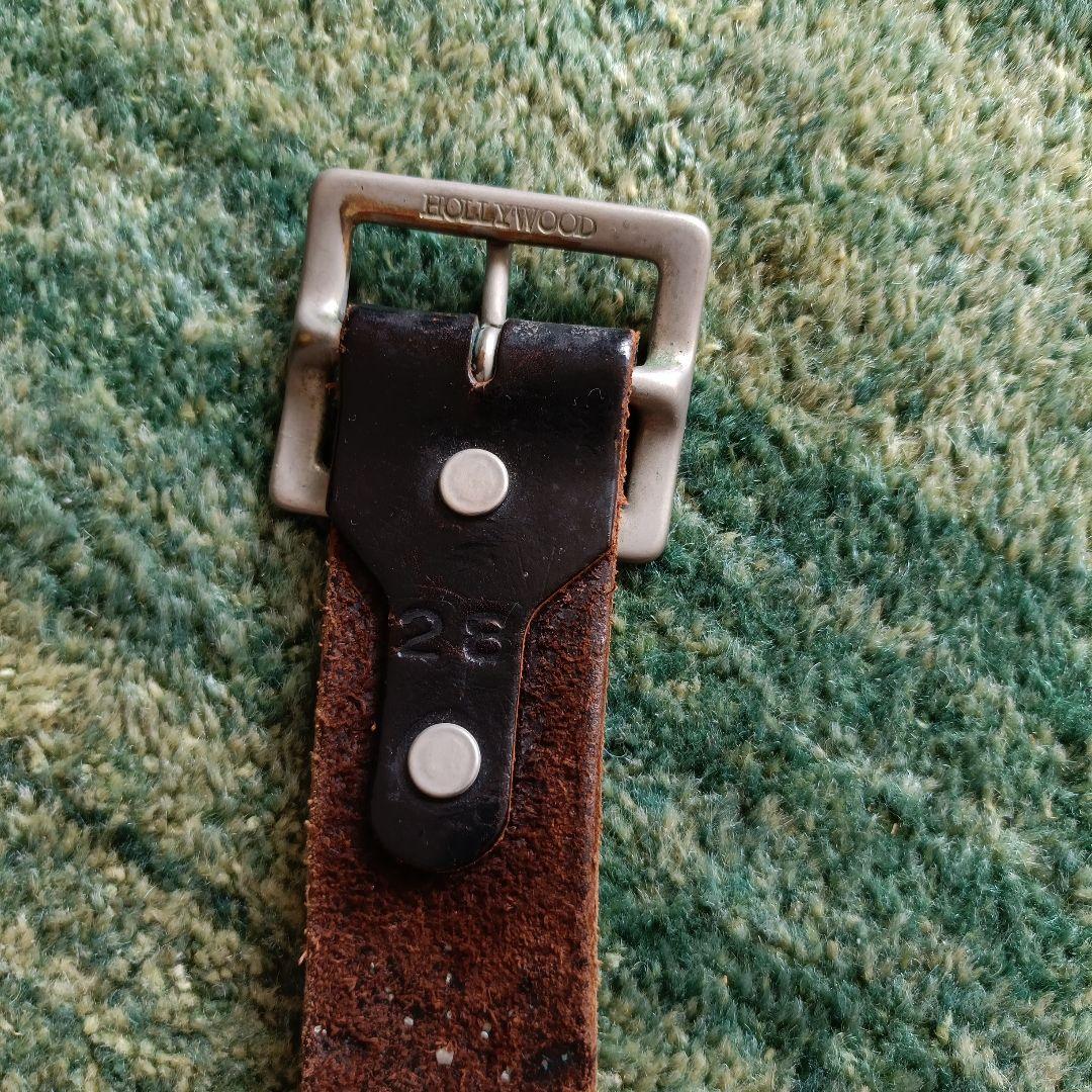 ブラウンビーズ装飾レザーベルト 28インチ