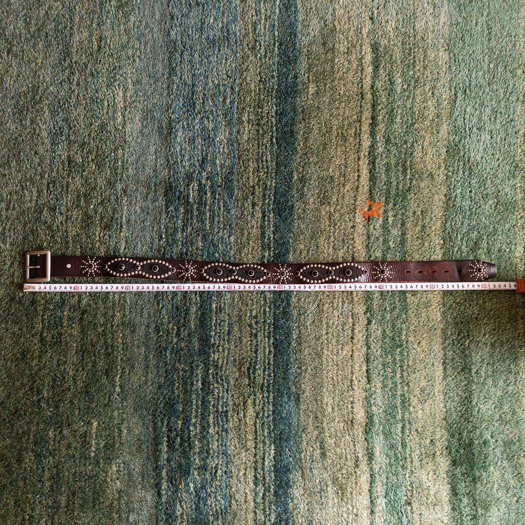 ブラウンビーズ装飾レザーベルト 28インチ