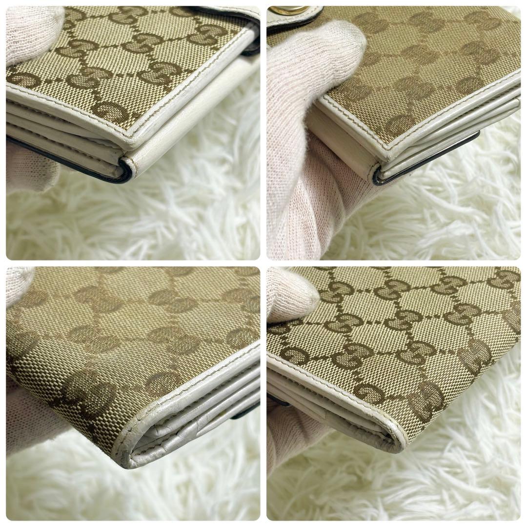 美品✨GUCCI GGキャンバス ラブリーハート 長財布 ホワイト　白　折り財布