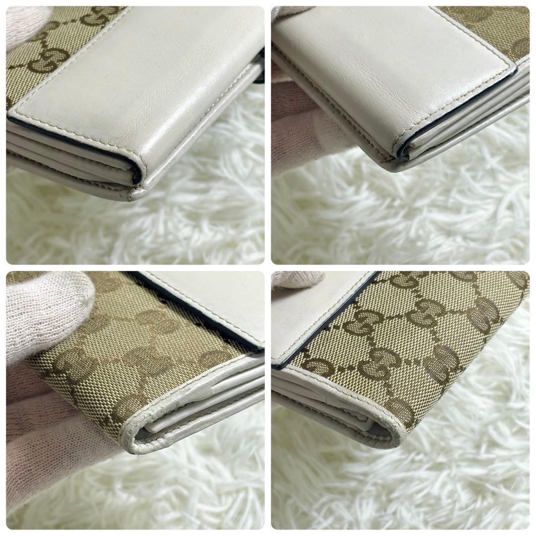 美品✨GUCCI GGキャンバス ラブリーハート 長財布 ホワイト　白　折り財布