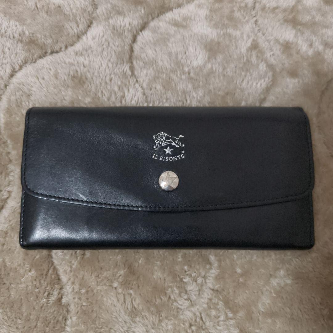 IL BISONTE ブラックレザー長財布