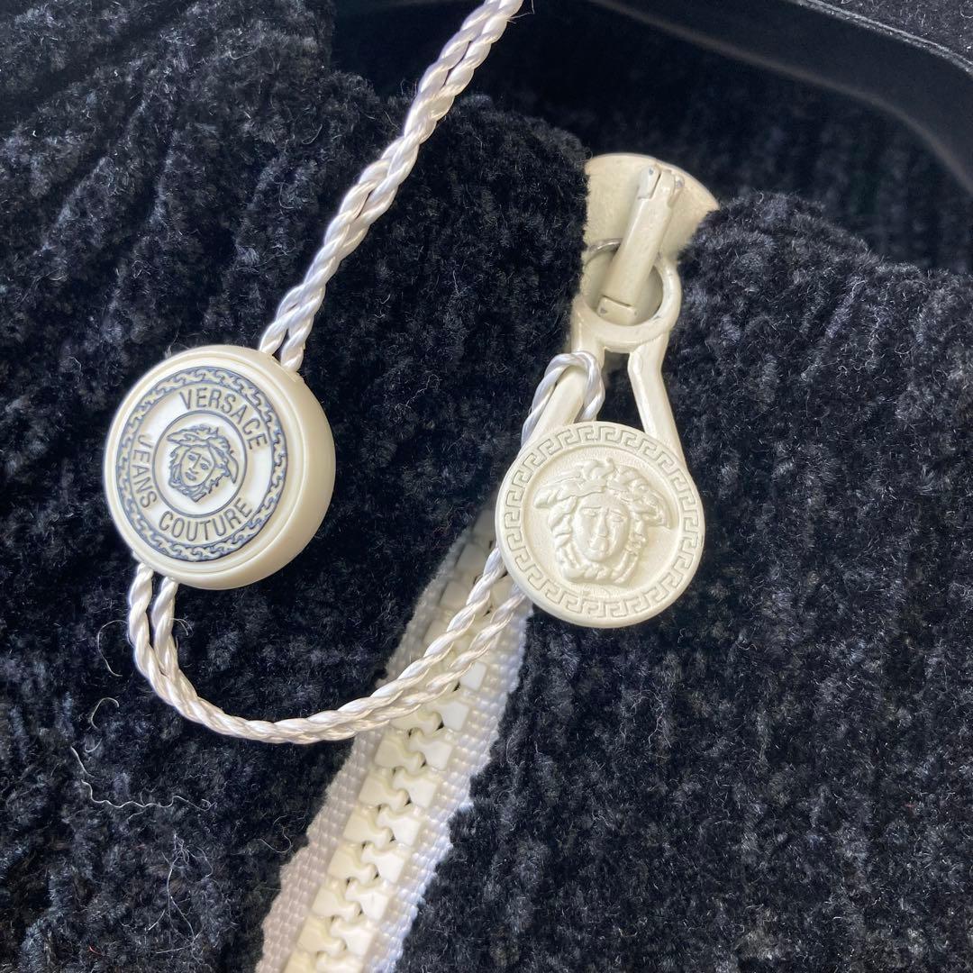 未使用級 ヴェルサーチ ニット ジャケット クロップド メデューサ バイカラー