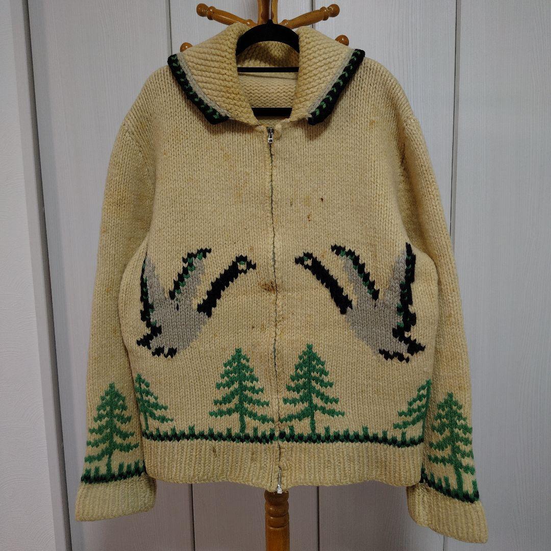 70s　カウチンセーター　ライトニングジップ　要クリーニング
