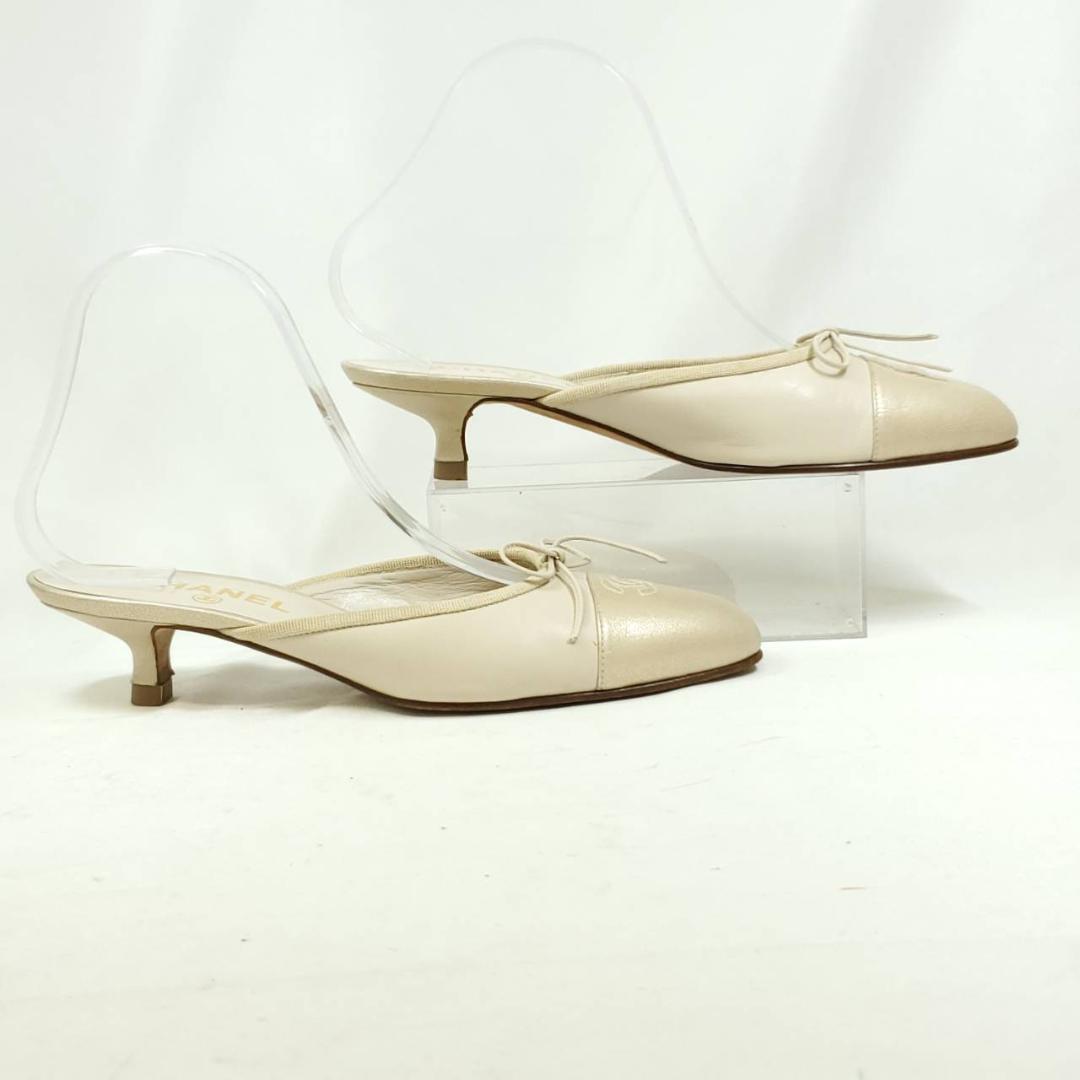 シャネル　ココマーク　ミュール　箱付き　ベージュ　EU37.5　イタリア製