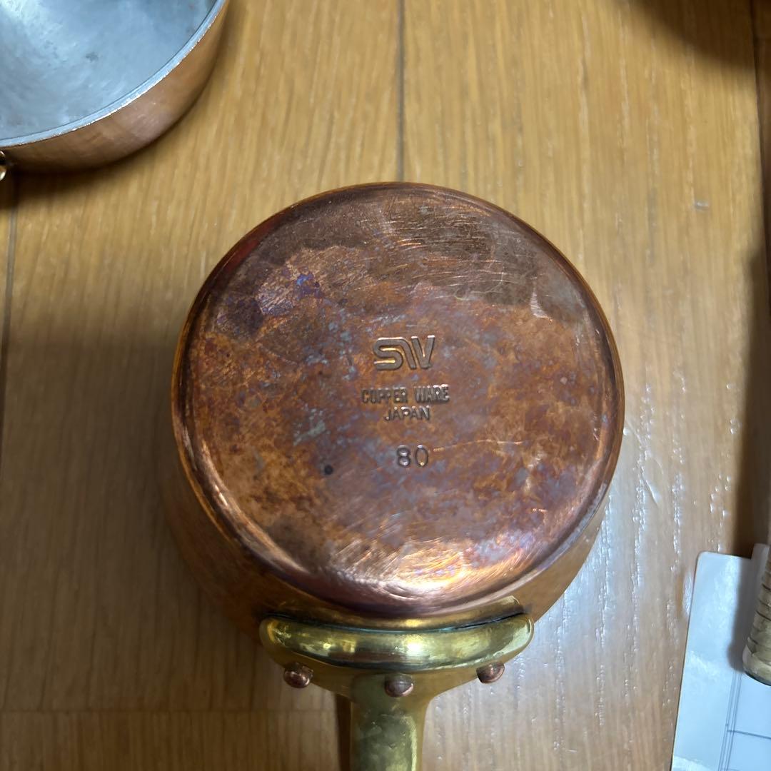 銅製調理器具セット 蓋付き鍋3つと小鍋