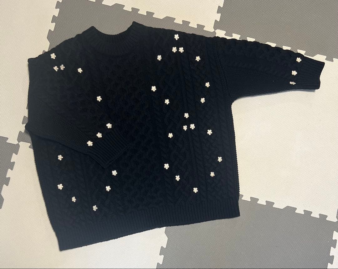 トップス Gypsohila Floral Cable Knit BLACK