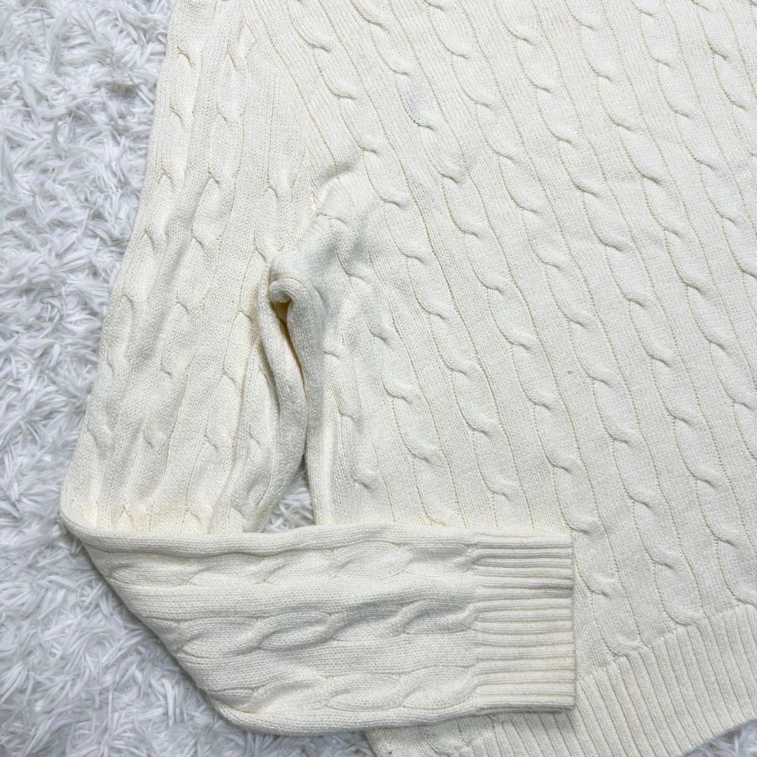 美品 大きめ 希少サイズ 近年 ポロラルフローレン ケーブルニット セーター 白