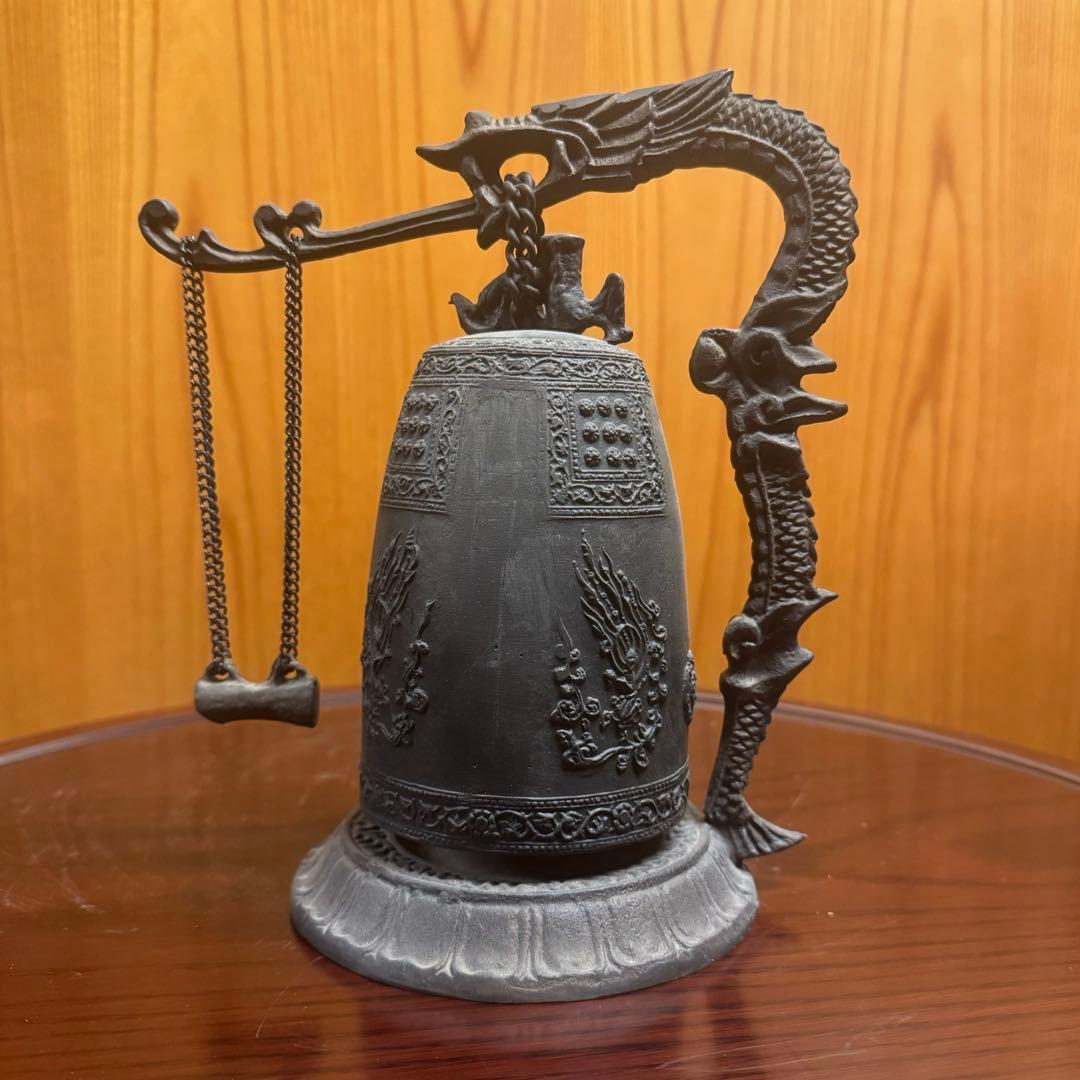 銅製 釣鐘 龍台座 鳴物 風水 仏教美術 龍の鐘