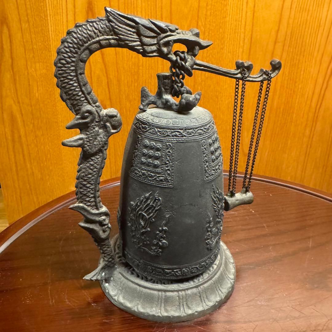 銅製 釣鐘 龍台座 鳴物 風水 仏教美術 龍の鐘