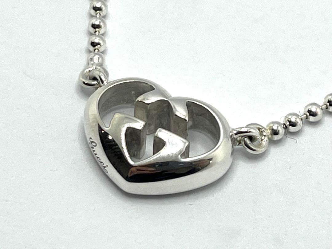 h786美品　GUCCI インターロッキング　Gロゴ　ハート　ネックレス　925