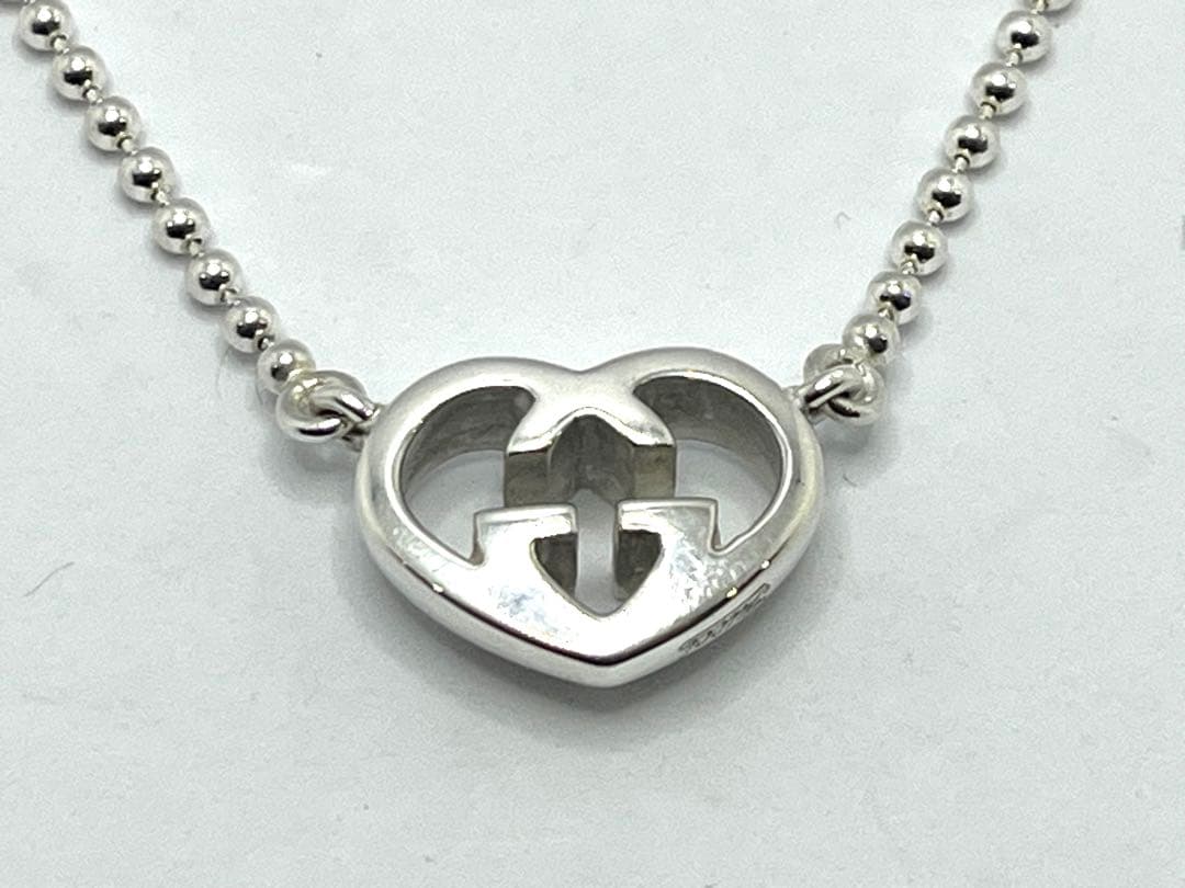 h786美品　GUCCI インターロッキング　Gロゴ　ハート　ネックレス　925