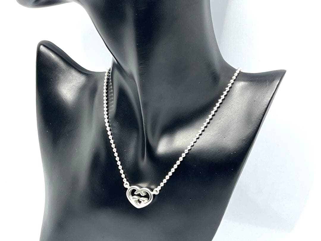 h786美品　GUCCI インターロッキング　Gロゴ　ハート　ネックレス　925
