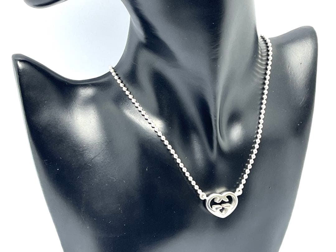 h786美品　GUCCI インターロッキング　Gロゴ　ハート　ネックレス　925