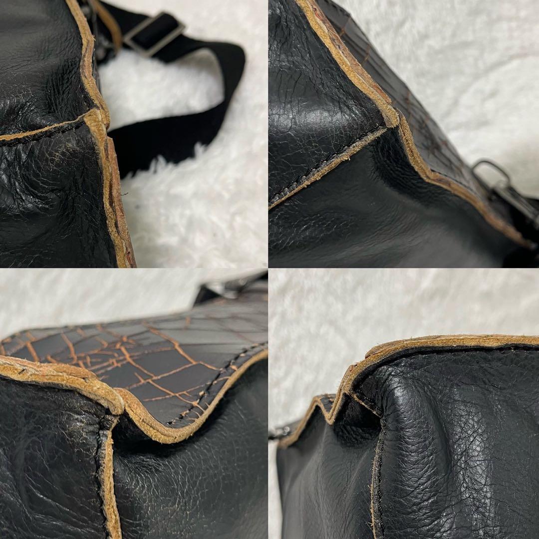 DIESEL レザー トートバッグ ダメージ加工 ブラック 2way パンク