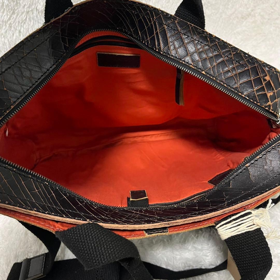 DIESEL レザー トートバッグ ダメージ加工 ブラック 2way パンク