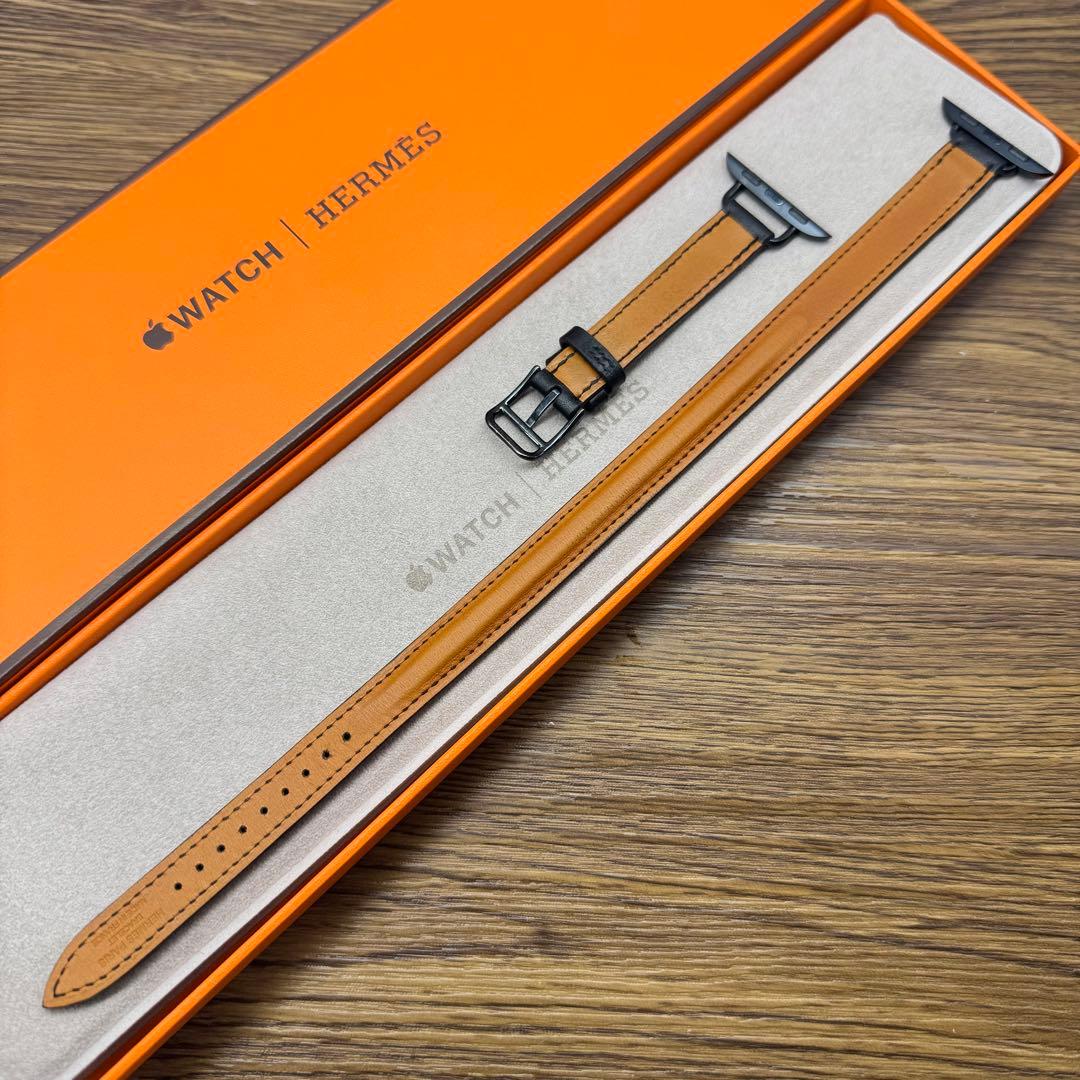 2807 Apple Watch エルメス　ブラック　ドゥブルトゥール　二重