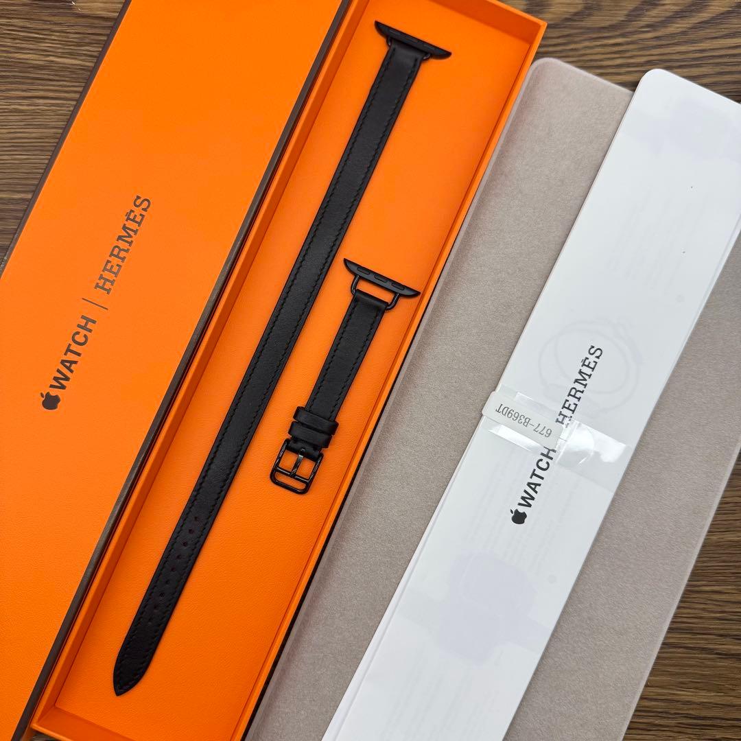 2807 Apple Watch エルメス　ブラック　ドゥブルトゥール　二重