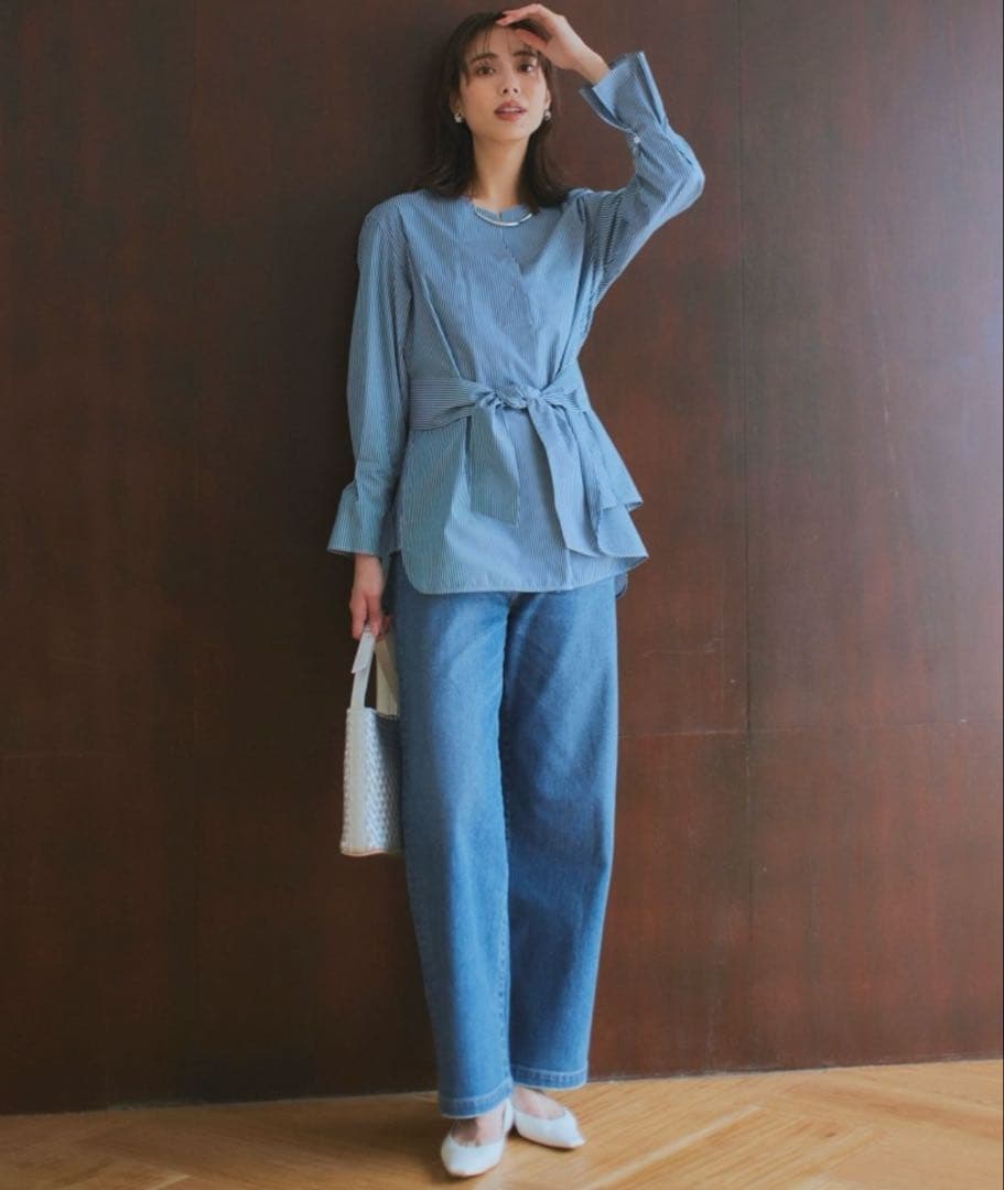 24SS 大きいサイズ 23区 デニム ストレッチワイドパンツ 店舗限定品 48