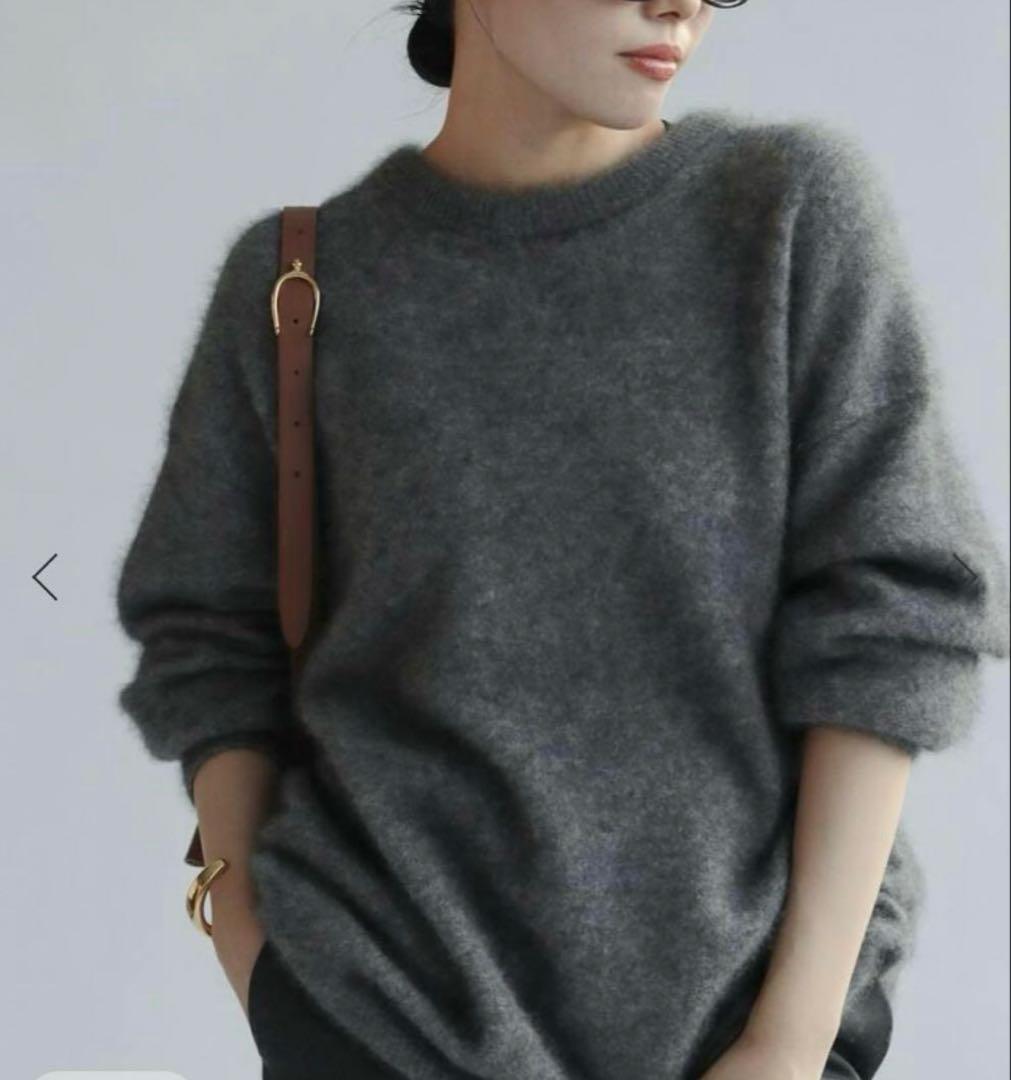 Plage Light Fur Big プルオーバー グレー　ニット