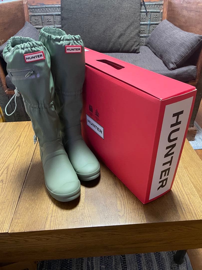 HUNTER レインブーツ　カーキ 長靴 箱付き