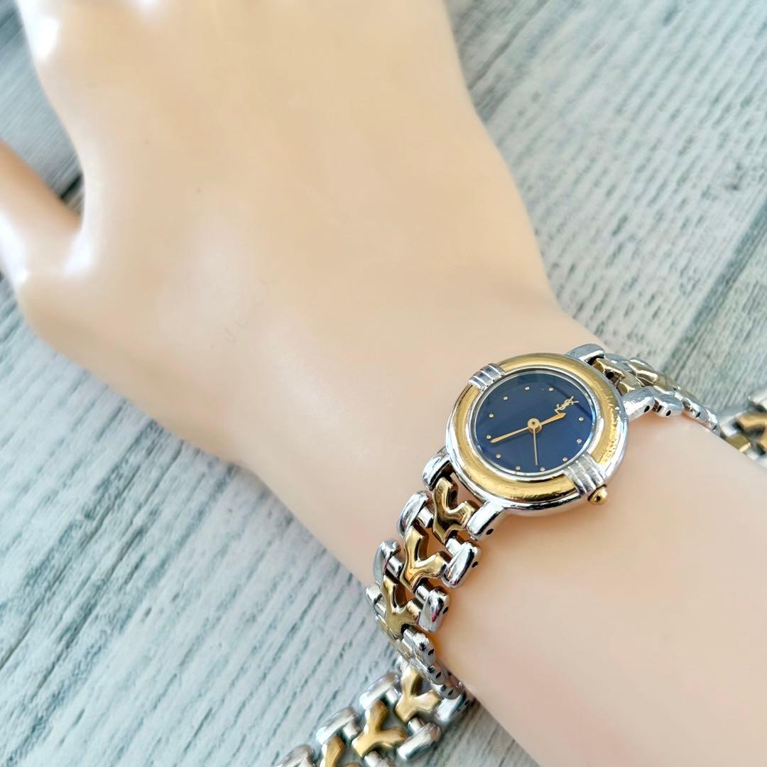 【希少】Yves Saint Laurent 腕時計 Yベルト ネイビー