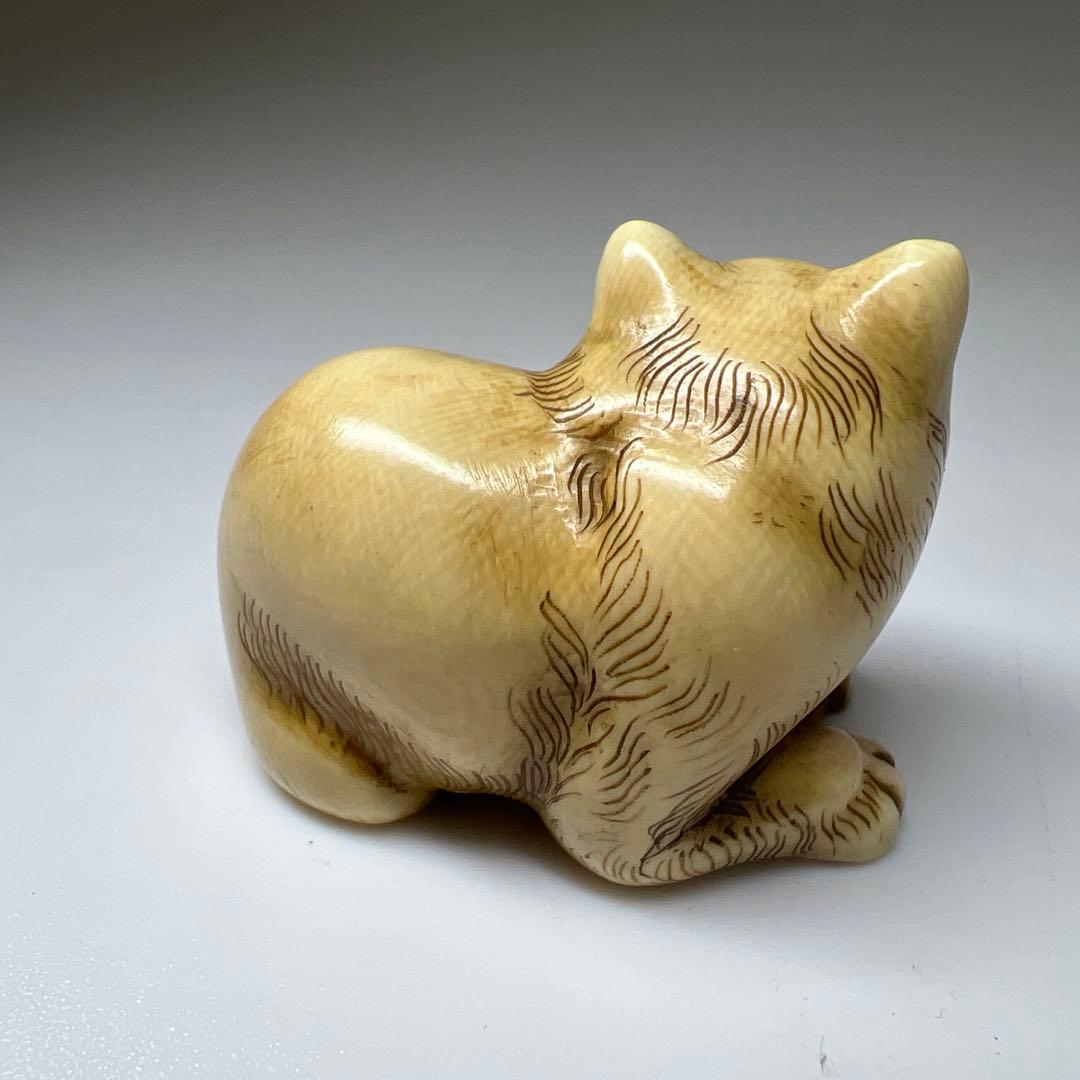 和之在銘　極上猫根付　木箱付　21g 東Y8-0205☆2Fトヒオ