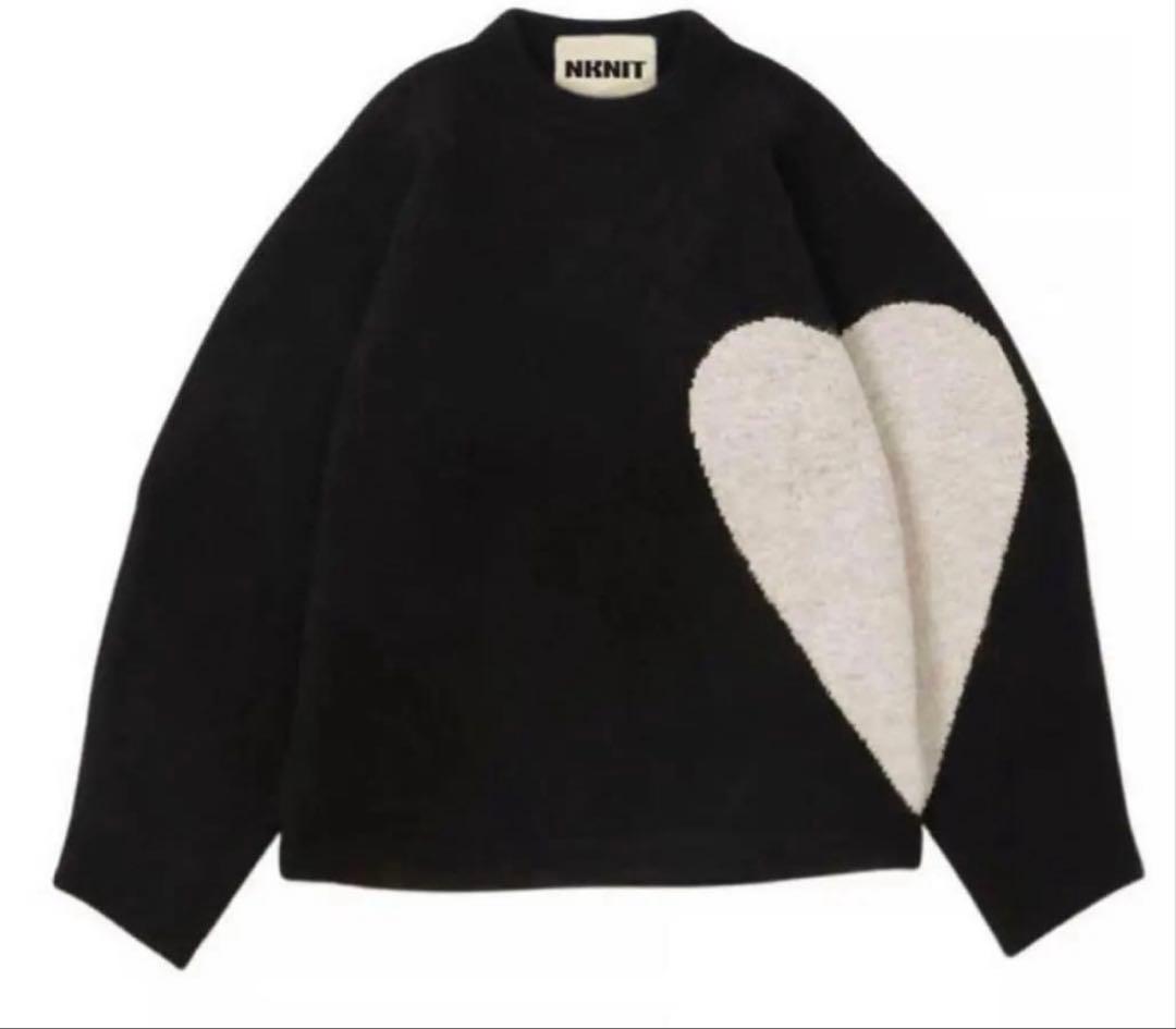 NKNIT ハートパターンニット ブラック