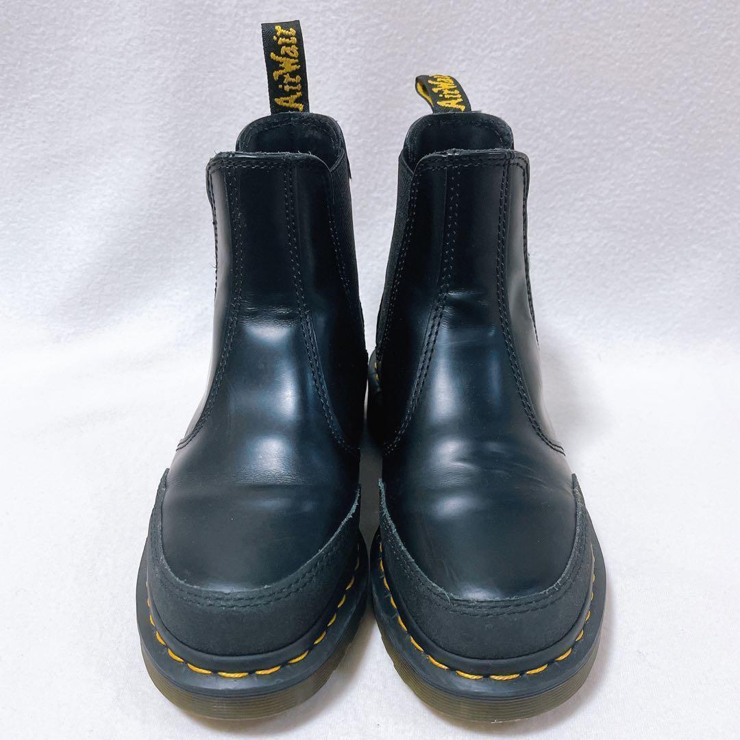 レア ドクターマーチン サイドゴア 黒 レザー ドッキング チェルシー ステッチ