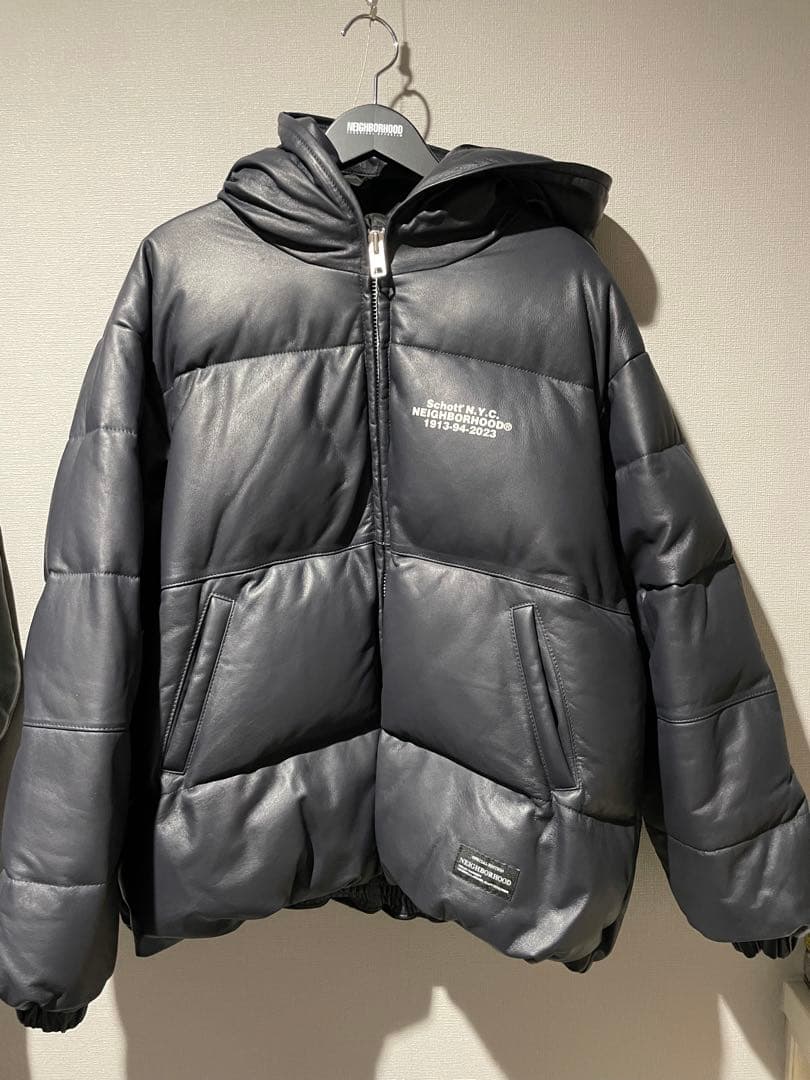NEIGHBORHOOD × Schott レザーダウン サイズM ネイビー