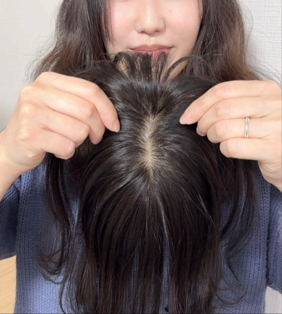 百合子　分け目　ヘアピース　ナチュラルブラウン　人毛