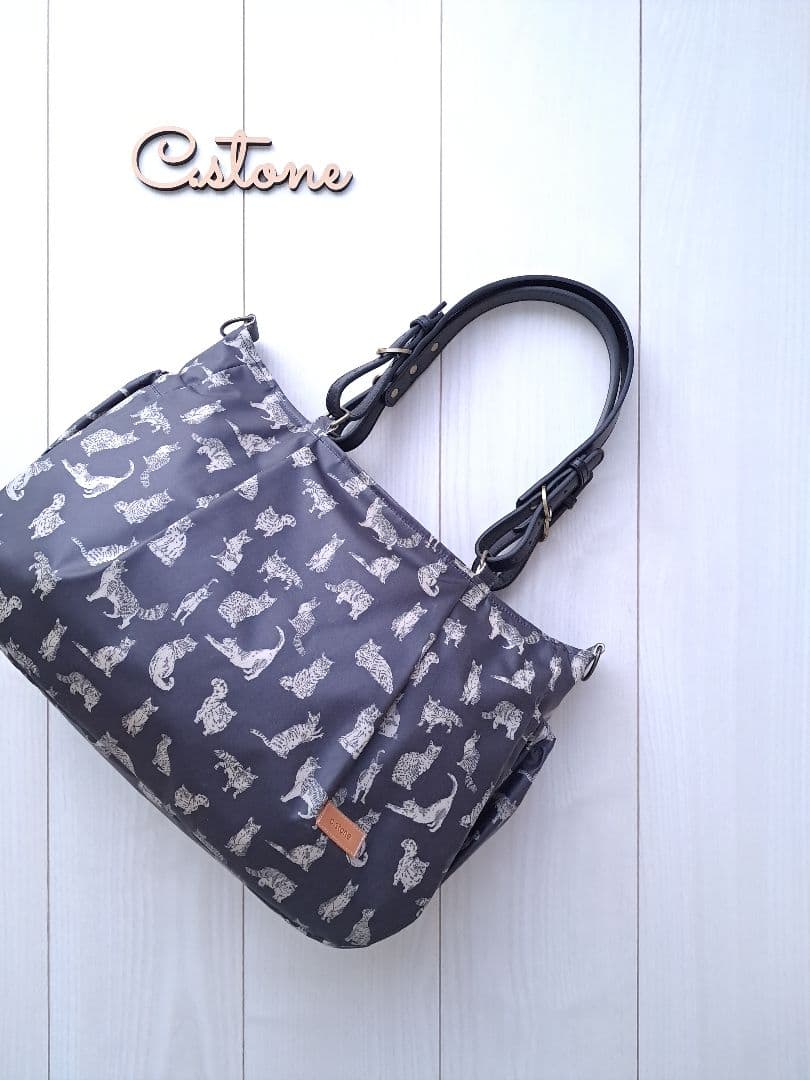 だいだいふく様ご予約品♪クリアランスSALE共布ショルダー紐付　タック通勤バッグ