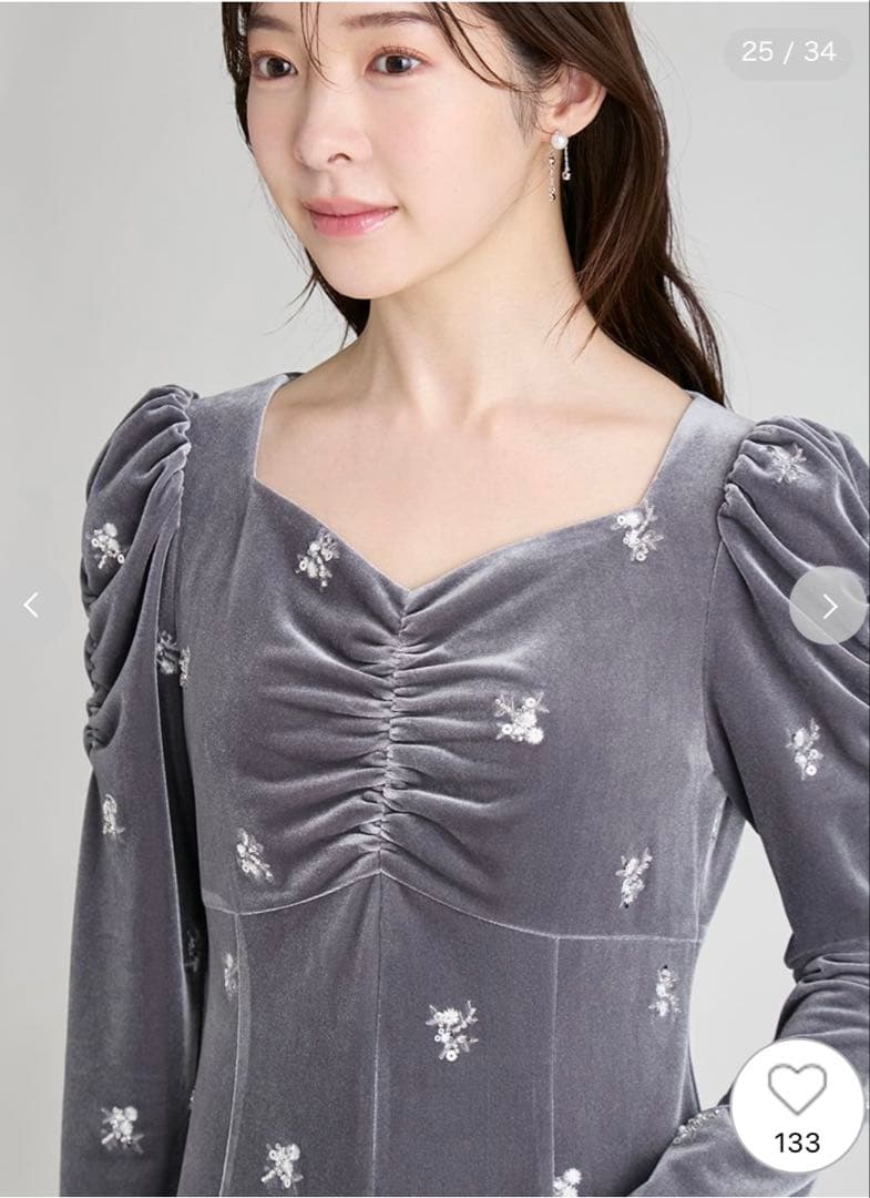 CELFORD 花柄刺繍ベロアワンピース36