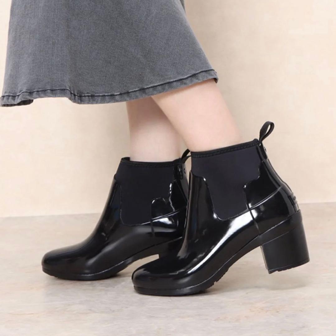 【年内値下げ】HUNTER チャンキーヒールレインブーツ　23.5cm