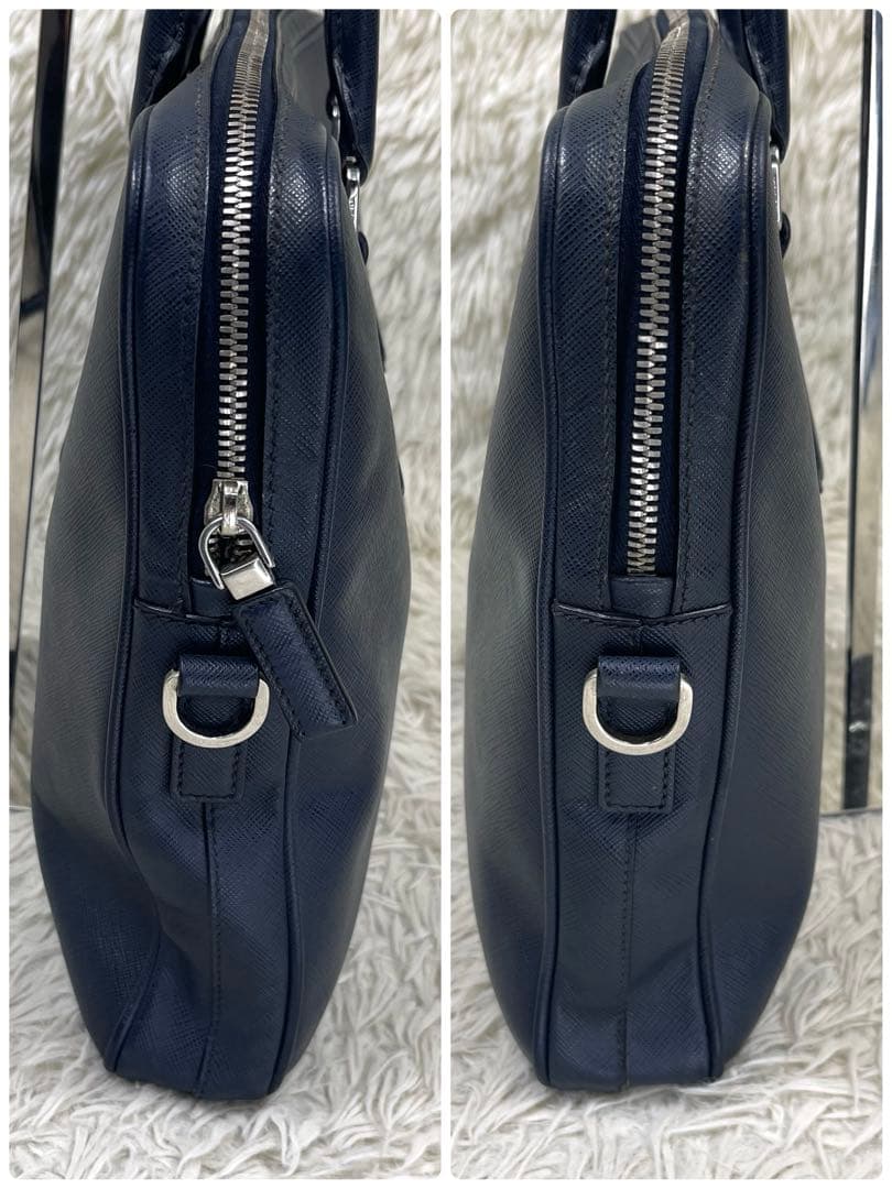 PRADA プラダ　ビジネスバッグ　三角ロゴプレート　サフィアーノレザー