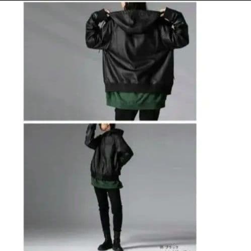 ヴィ―ガンレザーフード付きジャケット　Ｌサイズ　antiqua　タグ付き