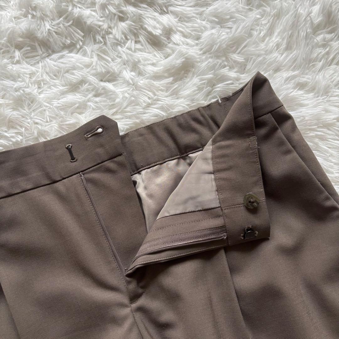 【大きい】グリーンレーベルリラクシング　パンツスーツ　L　ノーカラー　ブラウン