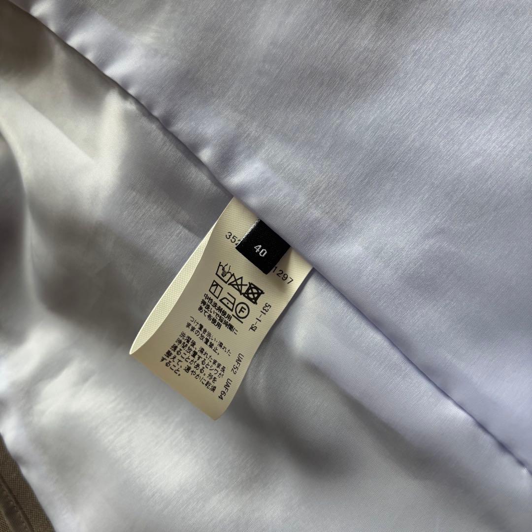 【大きい】グリーンレーベルリラクシング　パンツスーツ　L　ノーカラー　ブラウン